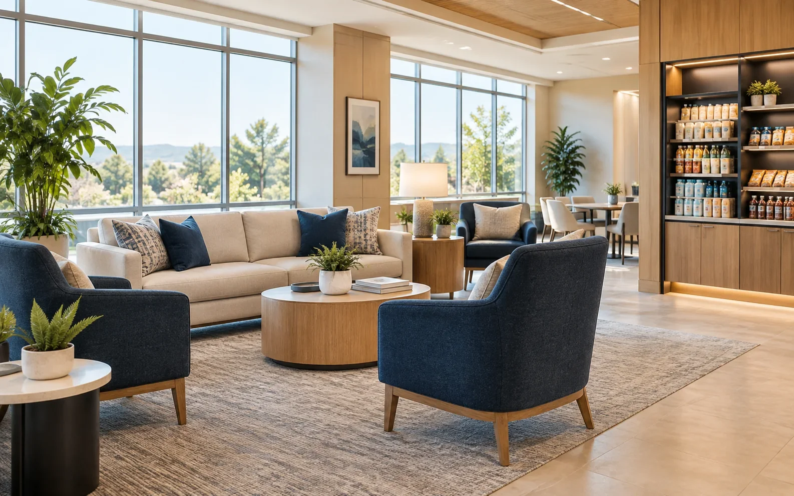 Welcoming lounge in a modern healthcare facility