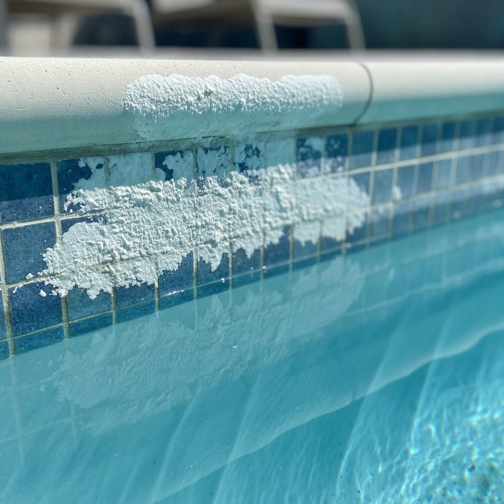 Scale line on pool tile showing the water level