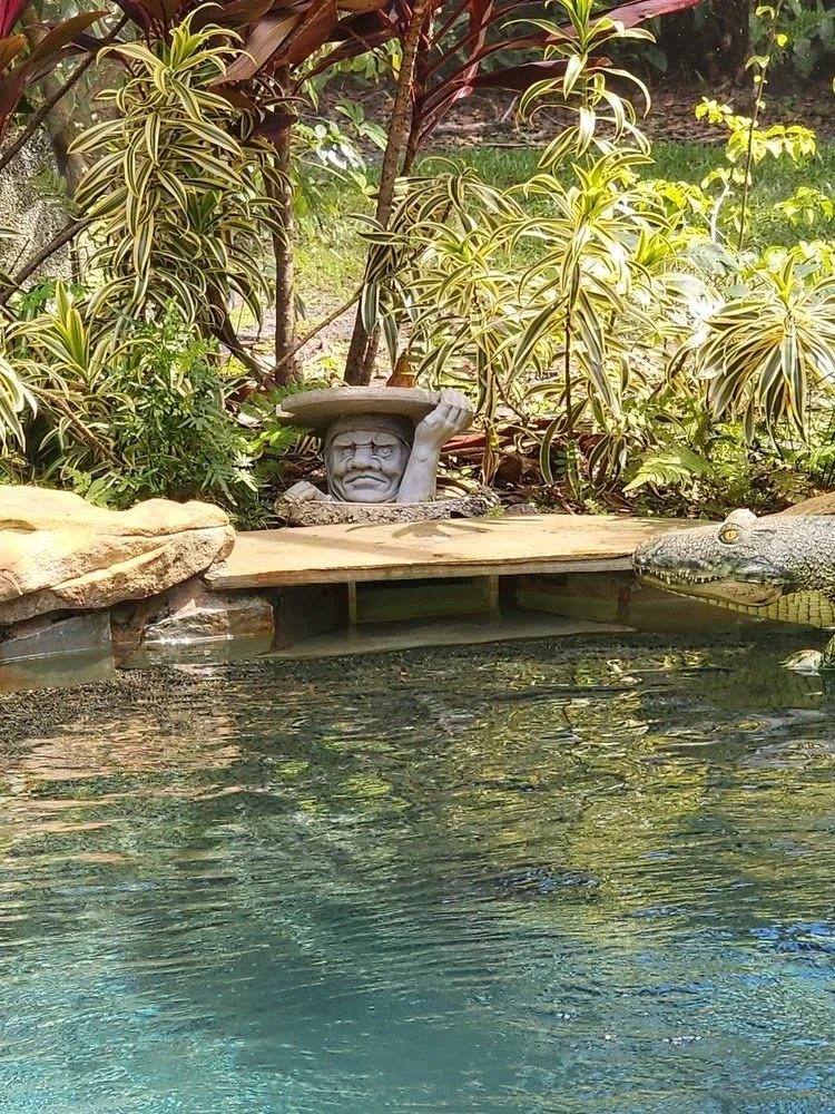 Grotto pool with a statue