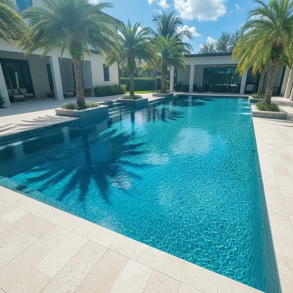 Long modern pool waiting for its owners