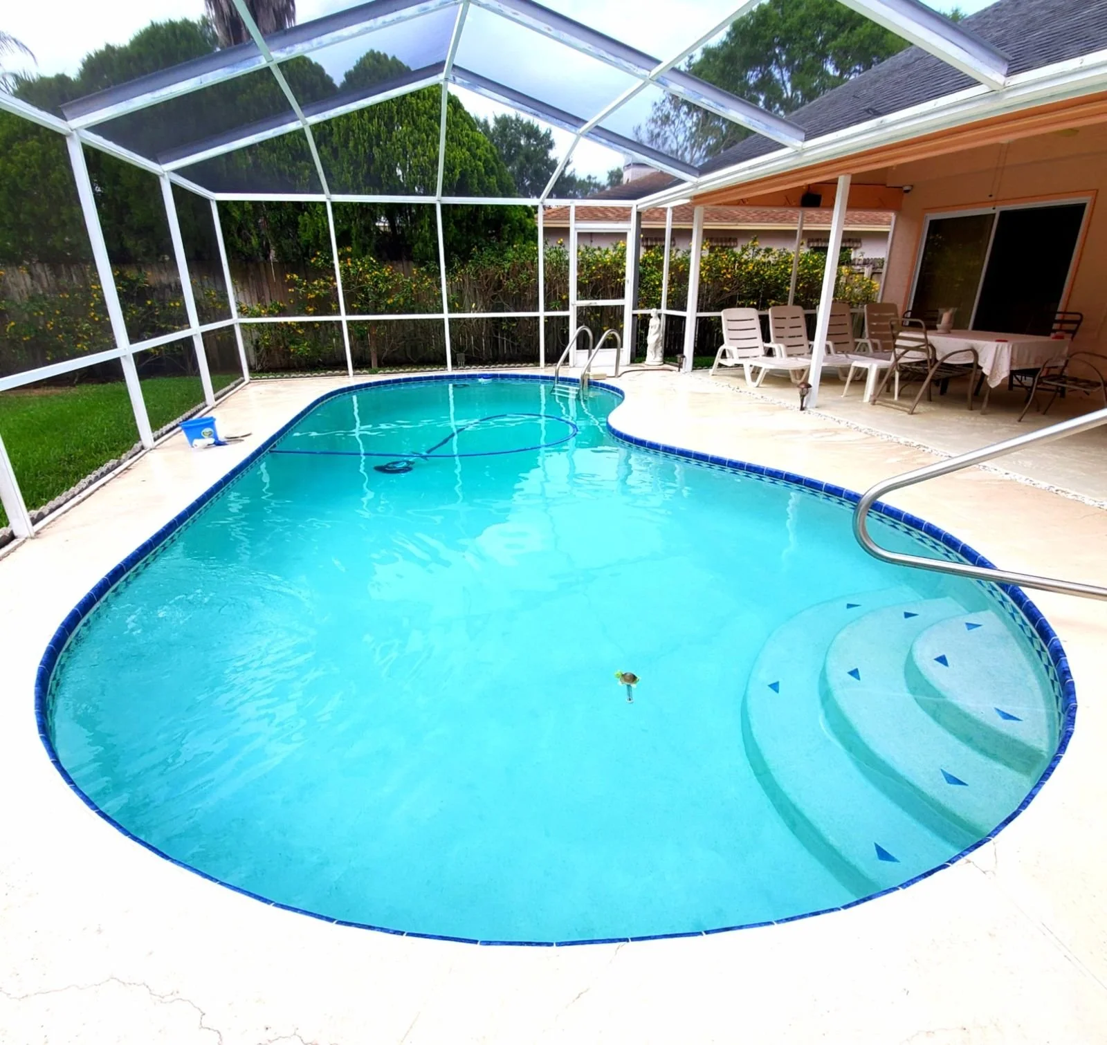 Screened oval pool