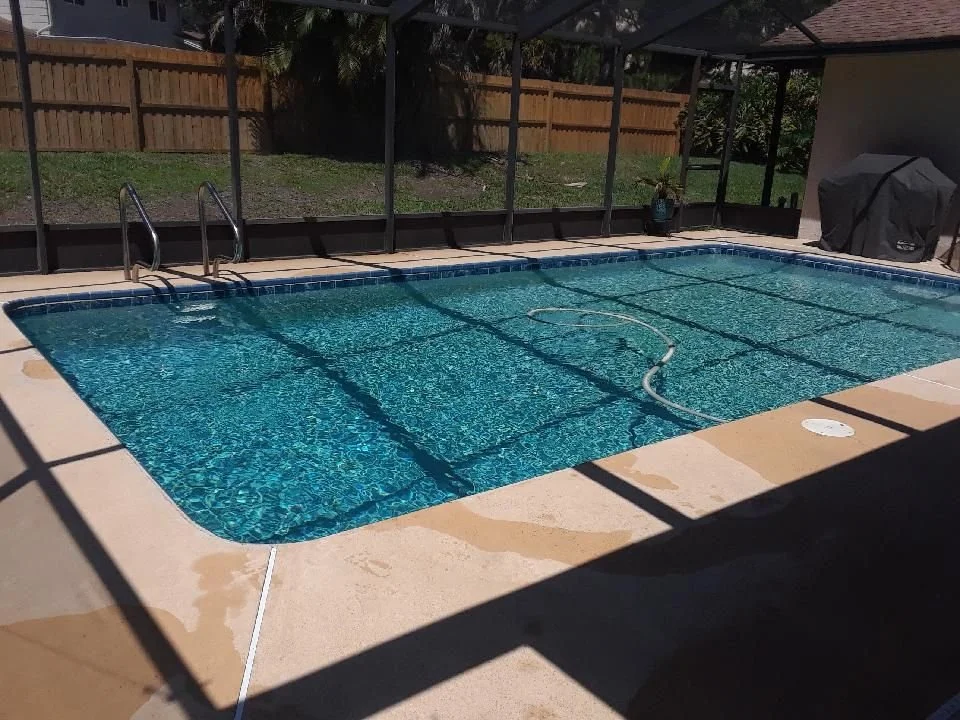 Screened pool at dusk