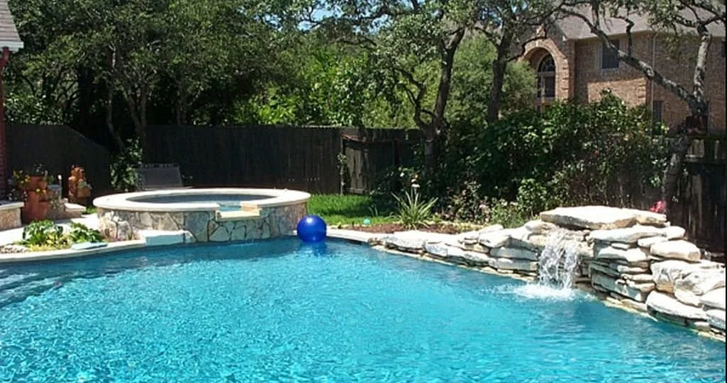 Spa spilling over into a pool