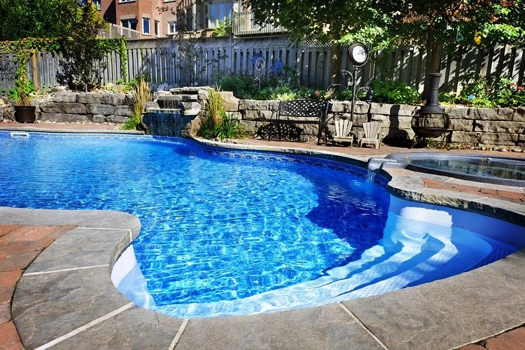 Pool with a rock border