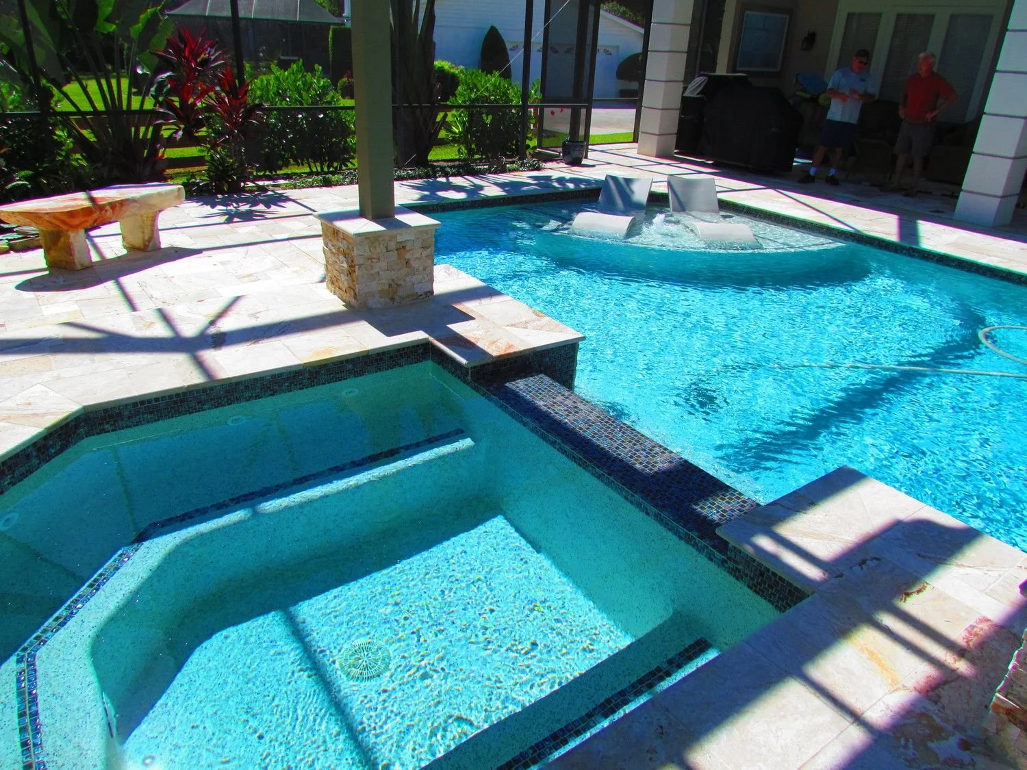 Spa and pool with mosaic tile