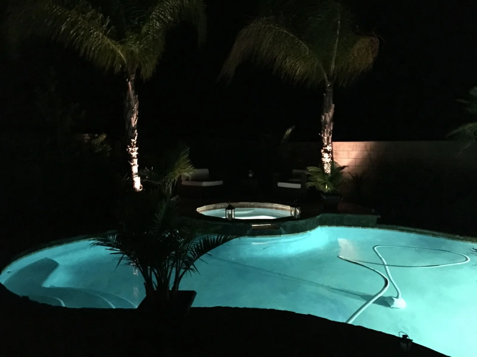 Lit spa at night