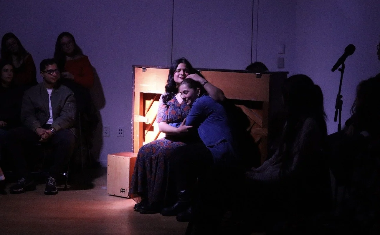 Kayla Sofía in Imposter at The Flea Theatre, at the piano