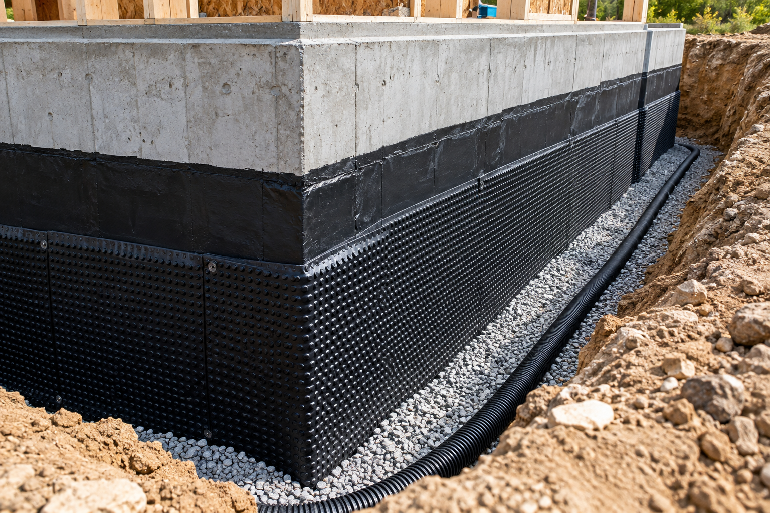 Illustration of foundation waterproofing