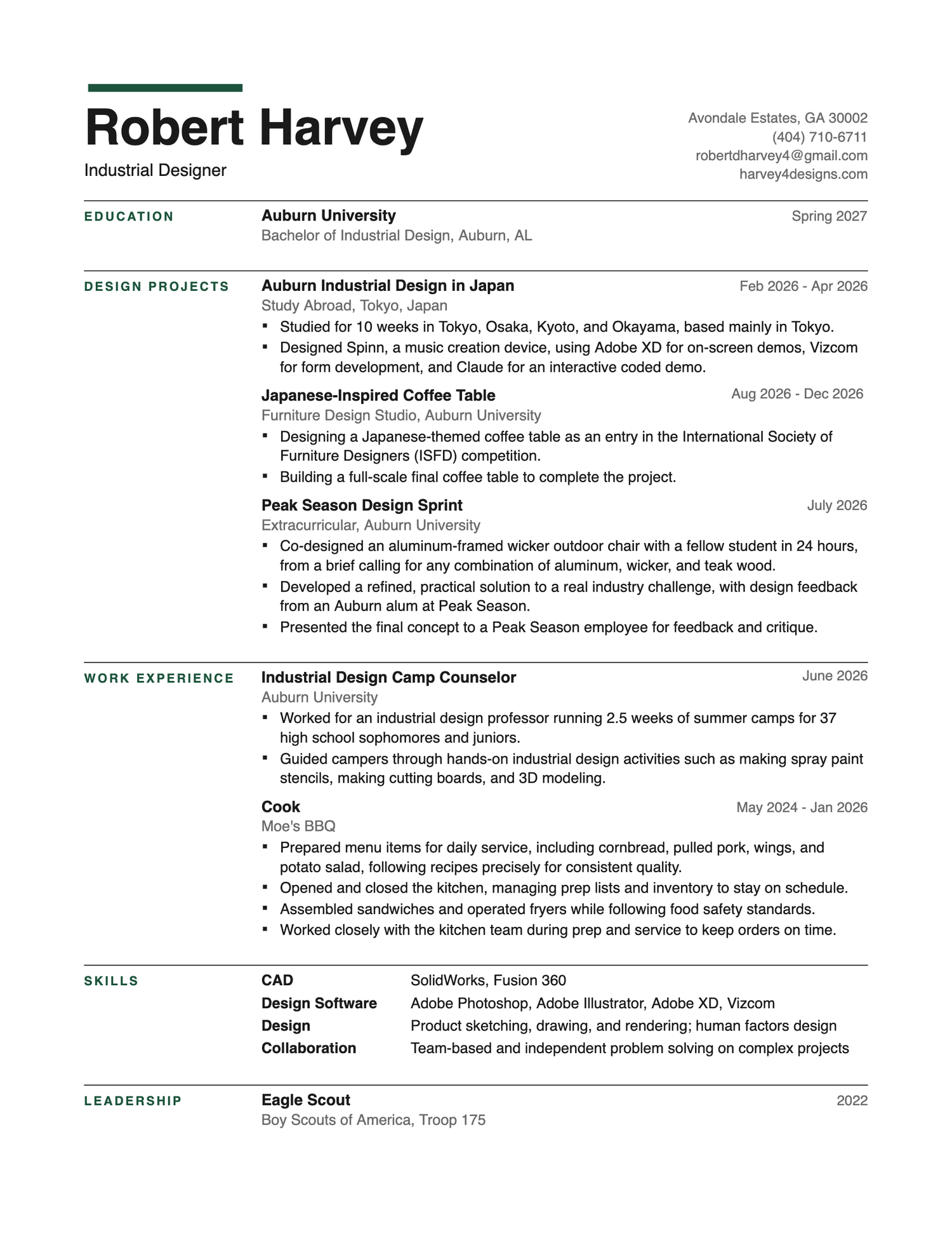 Robert Harvey resume
