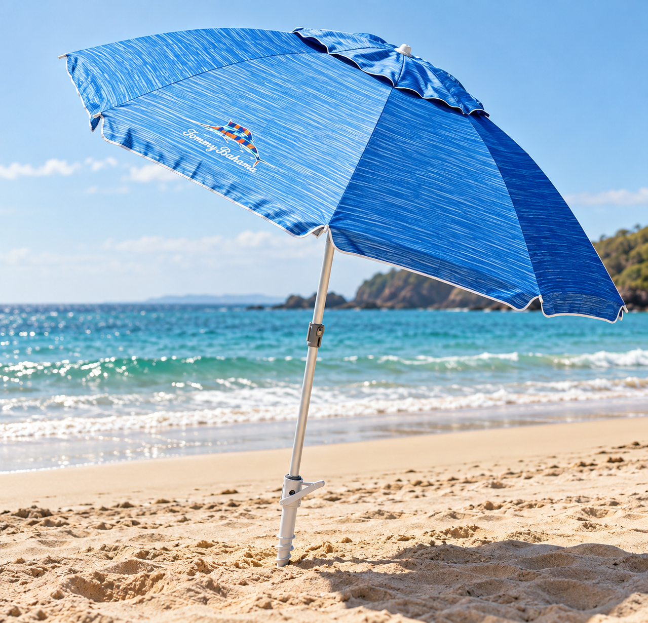Tommy Bahama beach umbrella with sand anchor