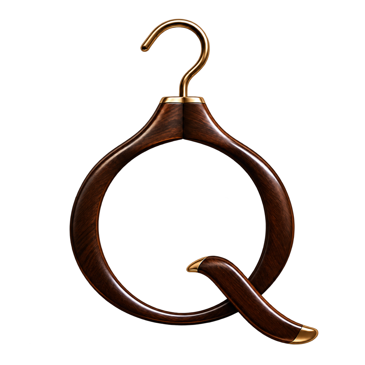 Qlickspace wooden Q hanger with gold detailing