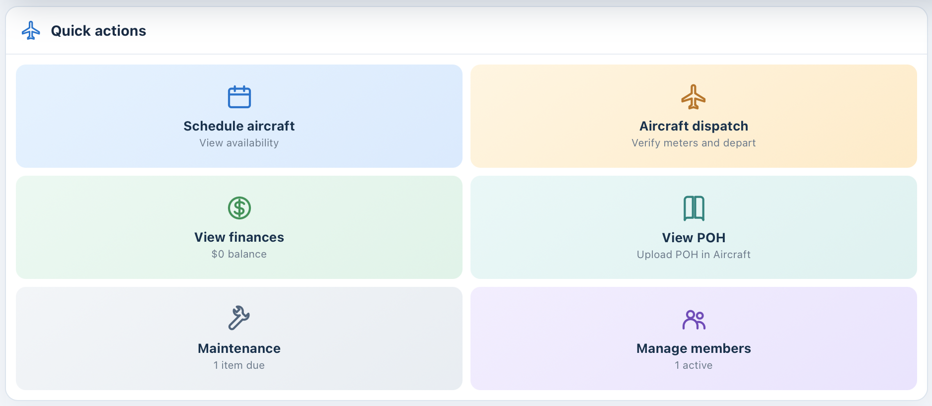 AvSuite Lite quick actions dashboard