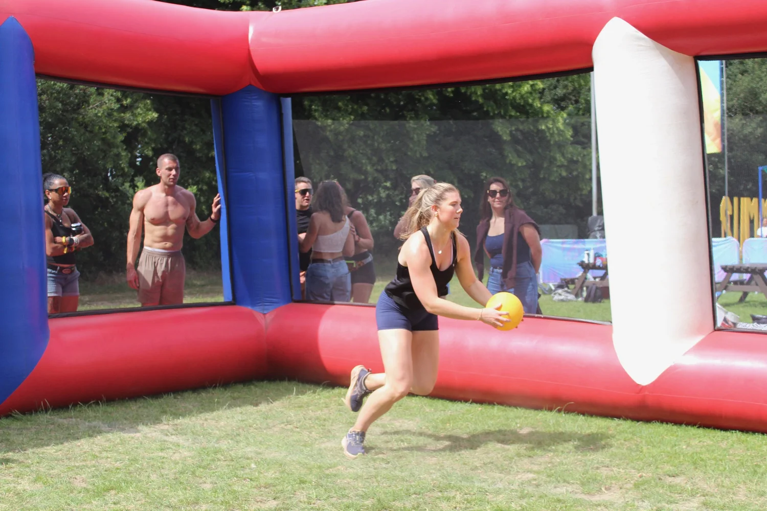 Dodgeball player throwing during a Summer Social match