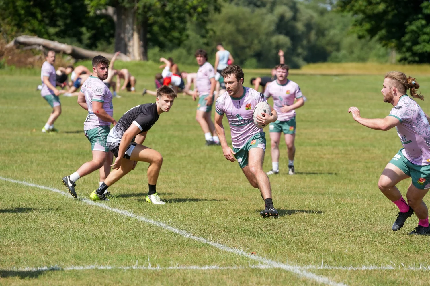 Rugby sevens match action at Summer Social