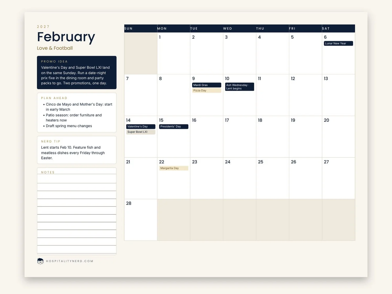 2027 Restaurant Marketing Calendar preview 3