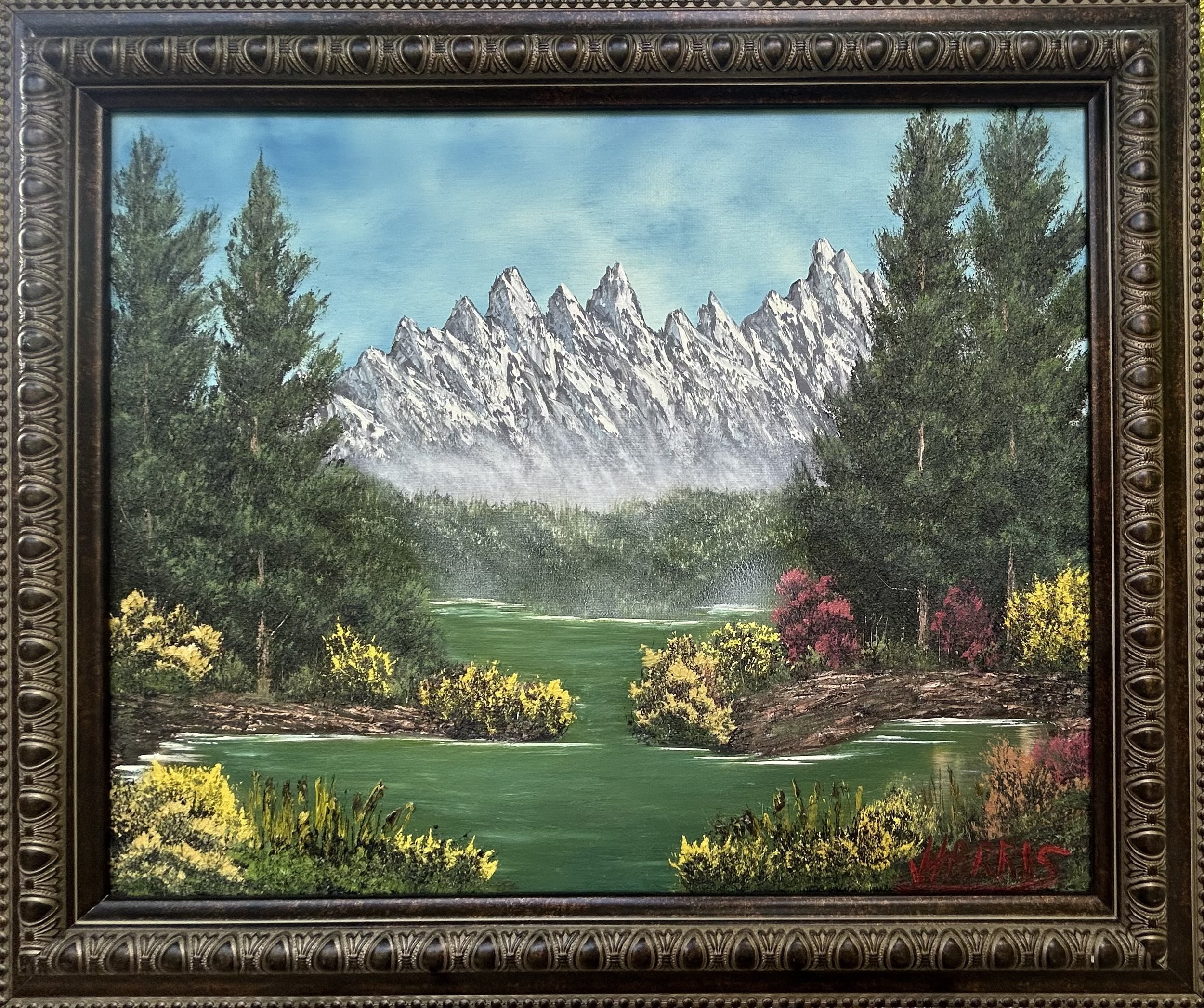 Mountain Hideaway, original oil painting of a secluded high-country lake