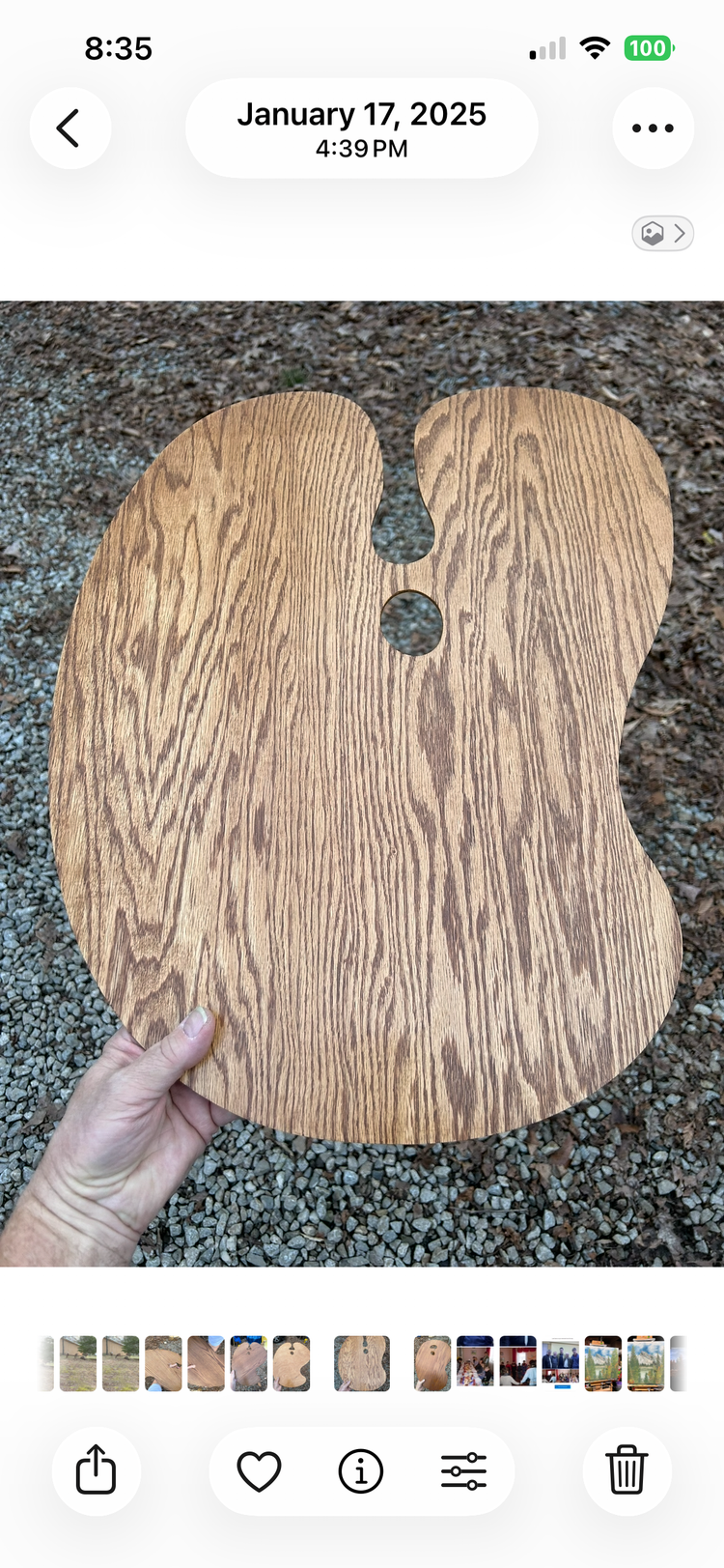 A sanded wooden palette blank showing raised oak grain, before the finish