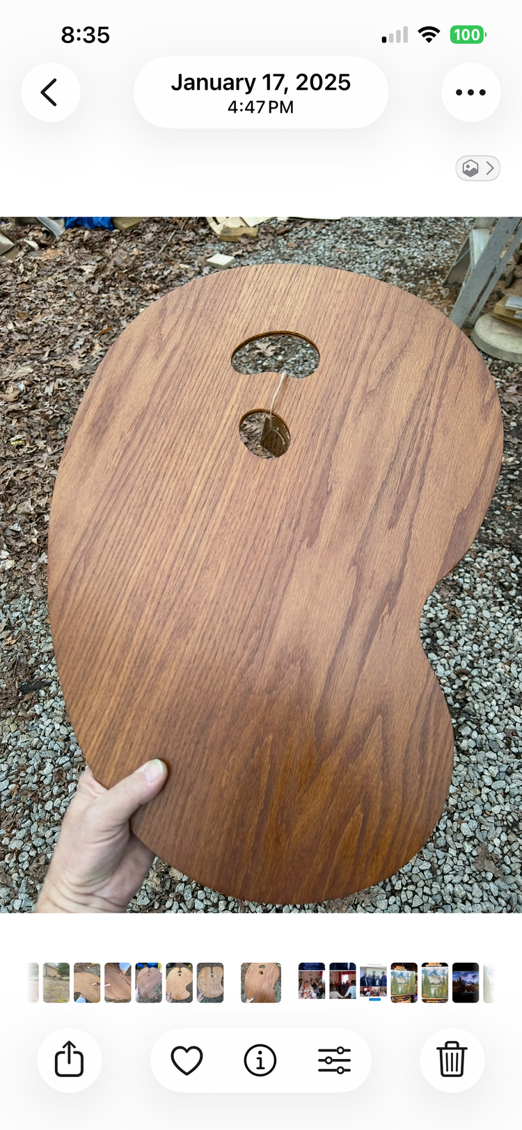 A wooden palette after staining, showing the smooth sanded grain