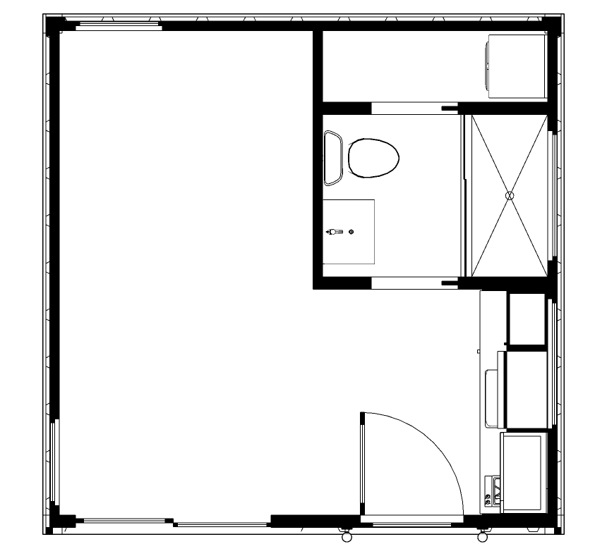 Small Studio floor plan with dimensions