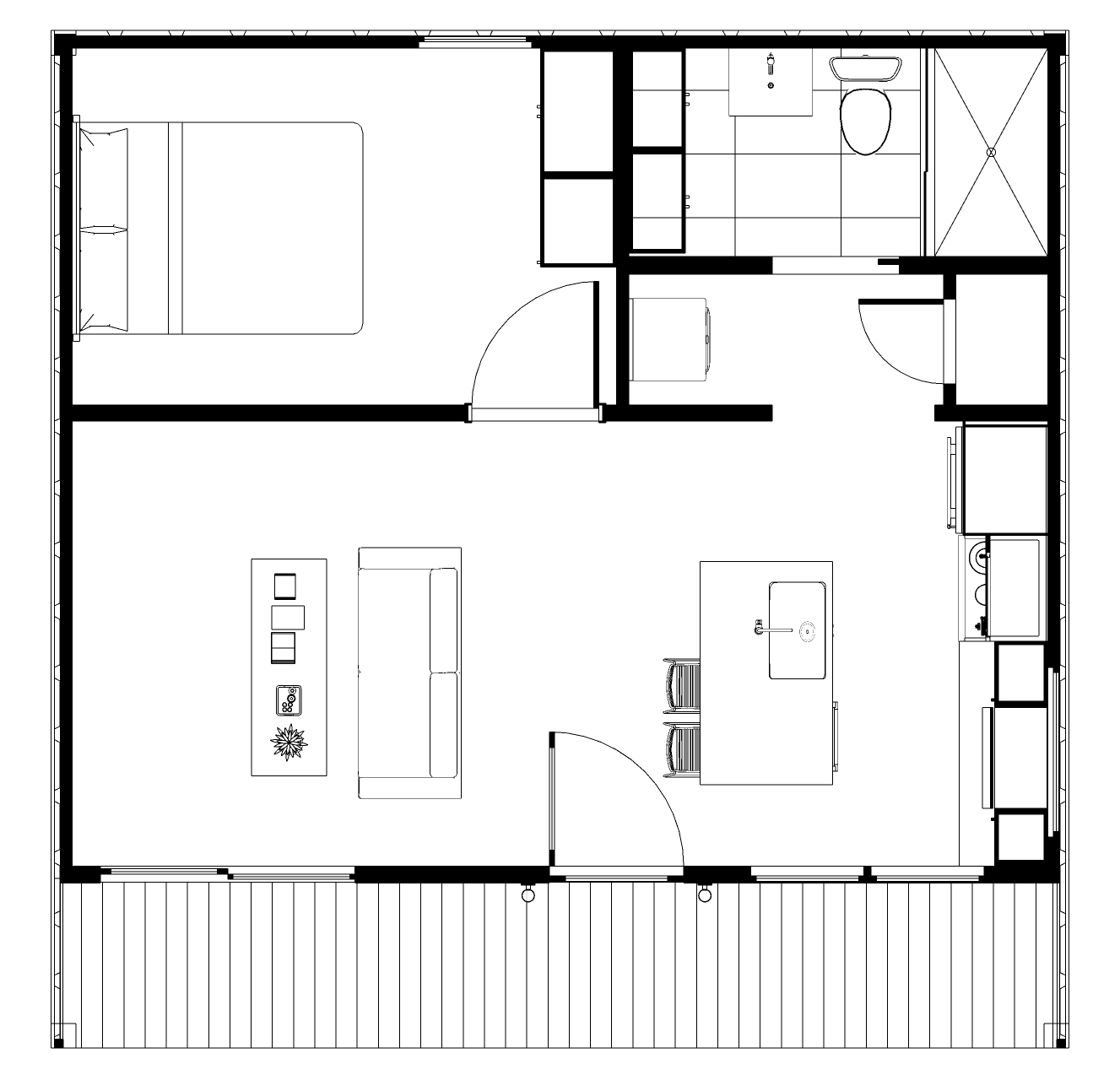1 Bedroom ADU floor plan with dimensions