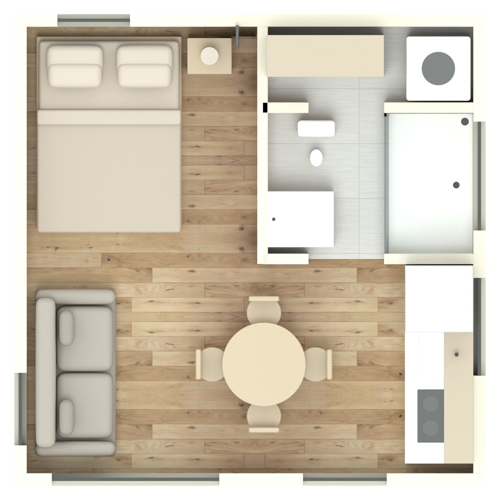 Small Studio 3D floor plan
