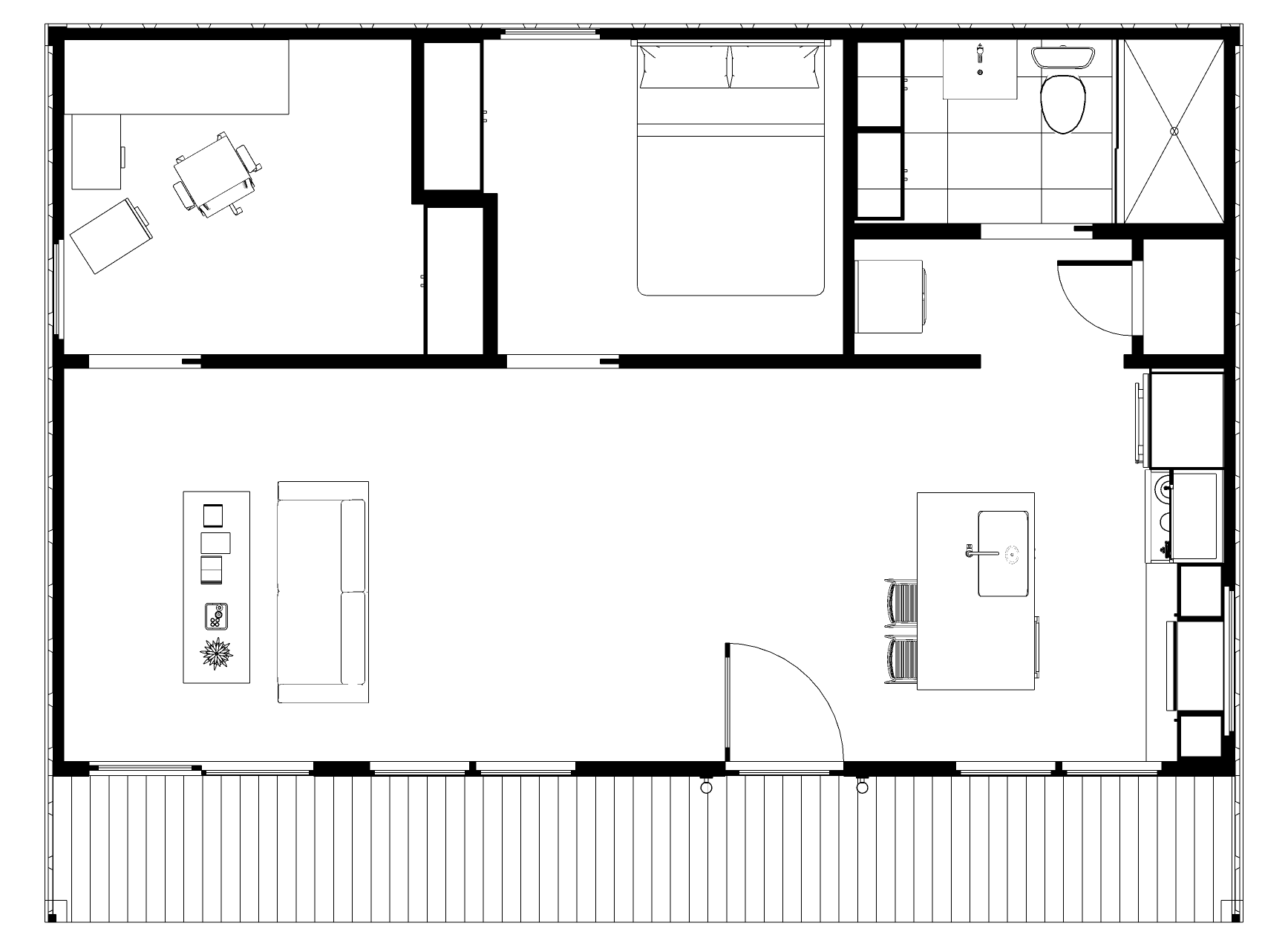 2 Bedroom ADU floor plan with dimensions