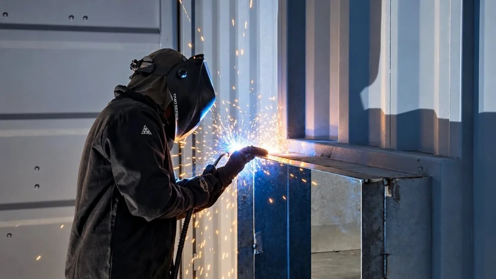 Steel & welding at the Bay Modular factory