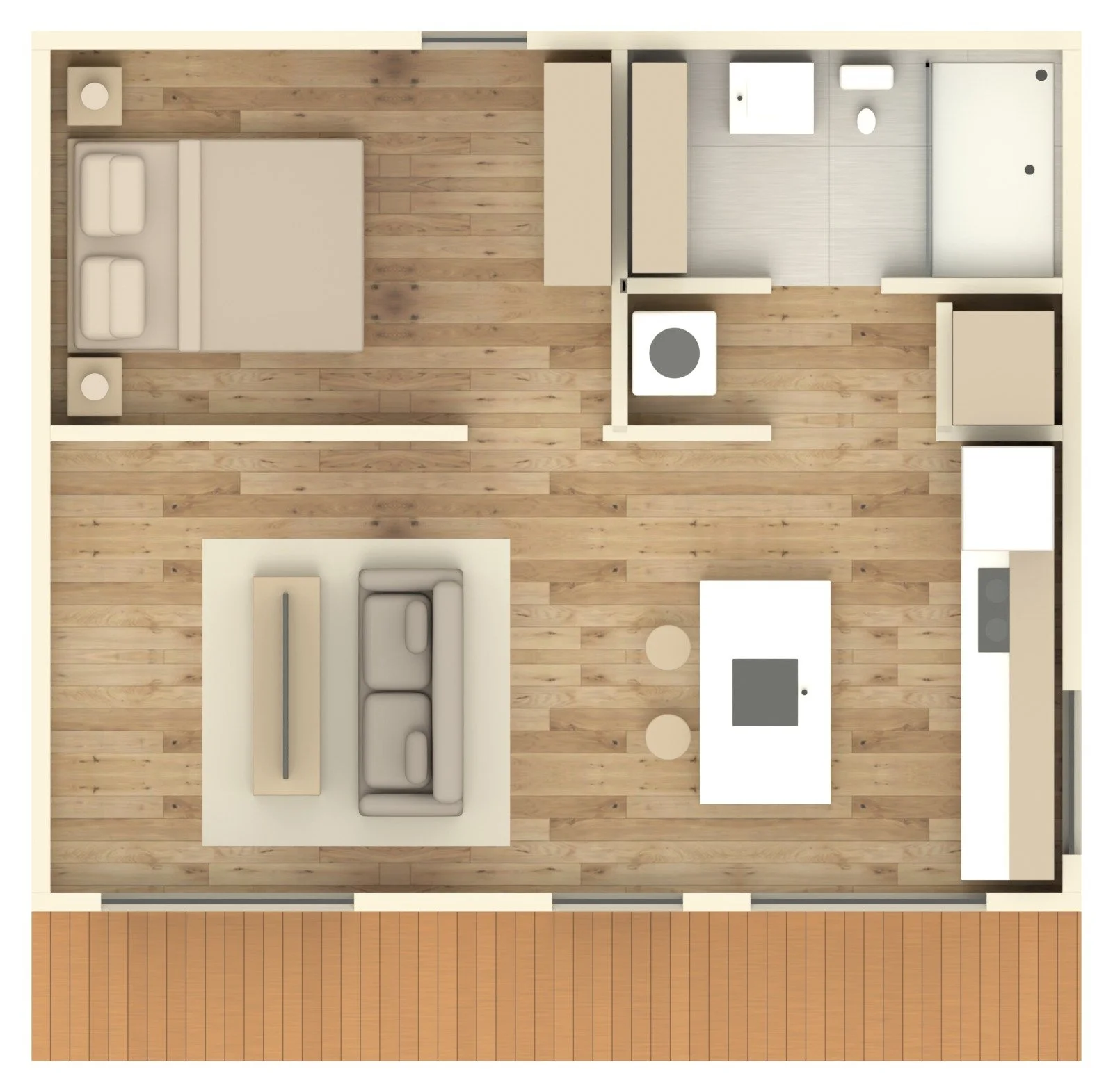 1 Bedroom ADU 3D floor plan