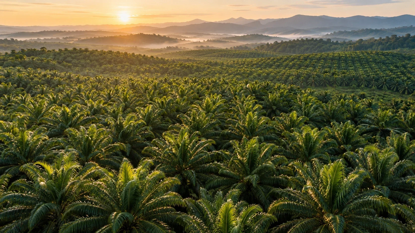 Lush oil palm plantation