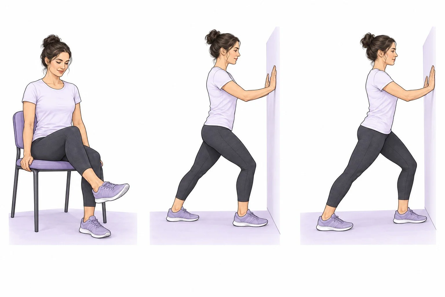 Starting positions for the three ankles & calves movements, in order