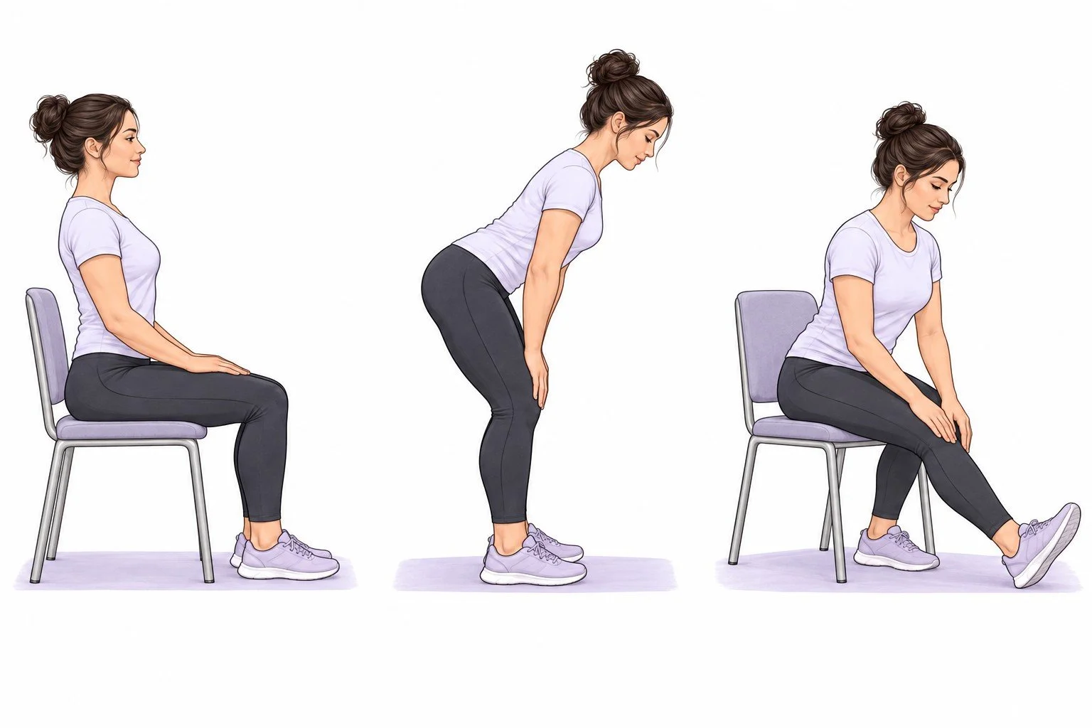 Starting positions for the three hamstrings & back movements, in order