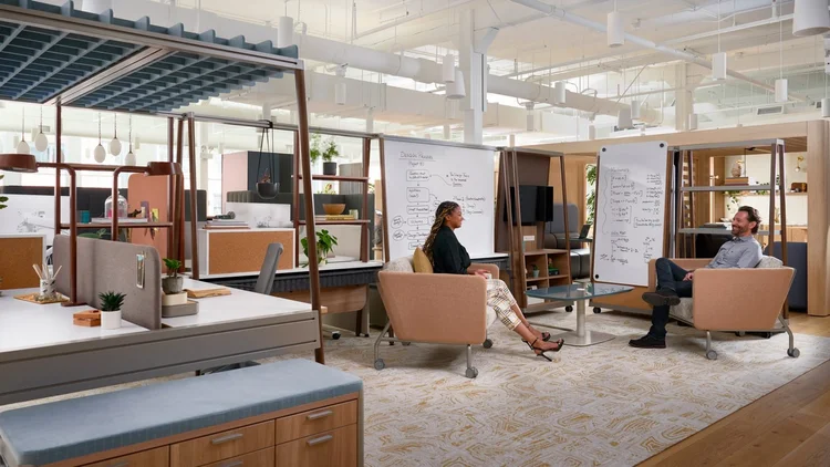 Benching workstations in an open office