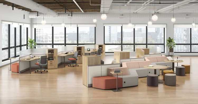 Benching workstations in an open office