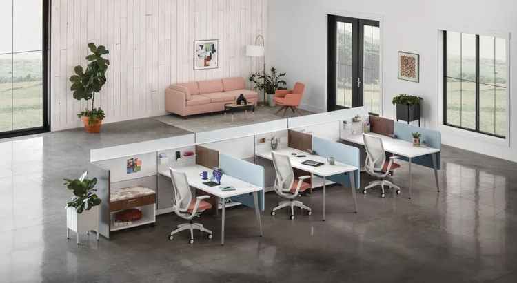 Benching workstations in an open office