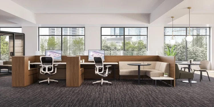 Benching workstations in an open office