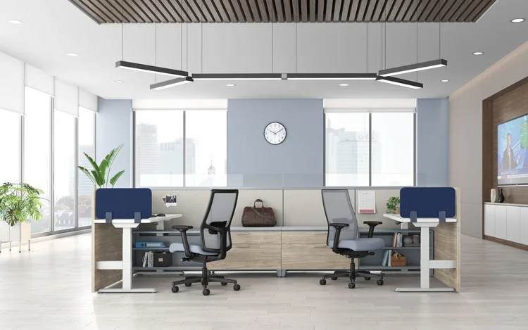 Benching workstations in an open office