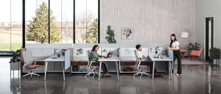 Benching workstations in an open office