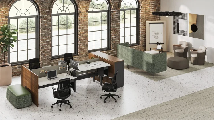 Benching workstations in an open office