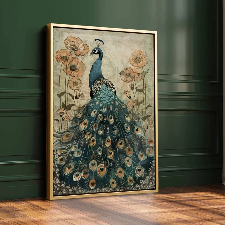 Framed peacock art print