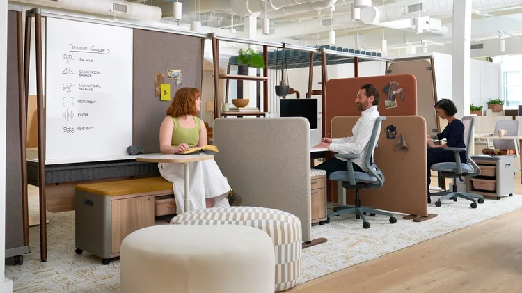 Benching workstations in an open office