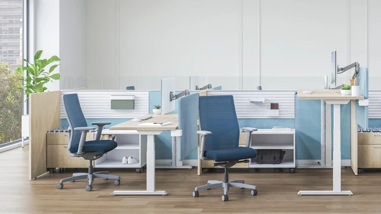 Benching workstations in an open office