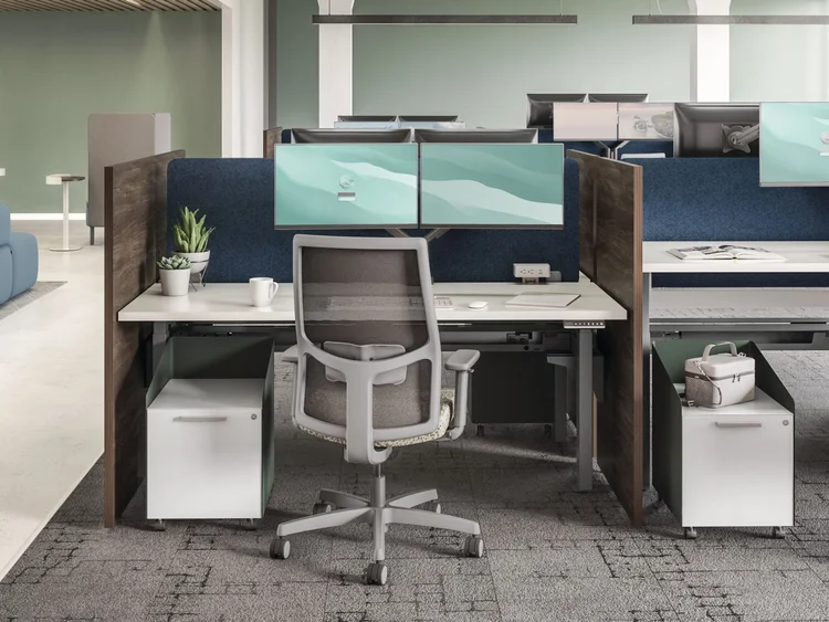 Benching workstations in an open office