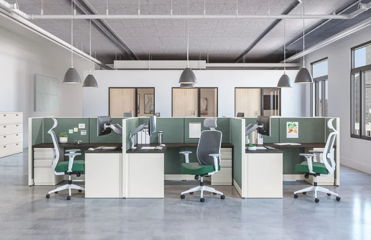 Benching workstations in an open office