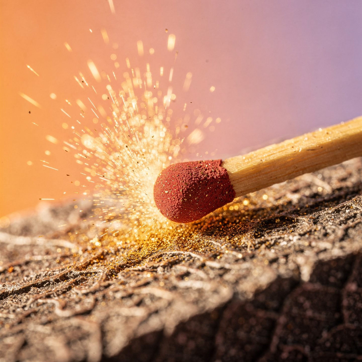 Match igniting with sparks