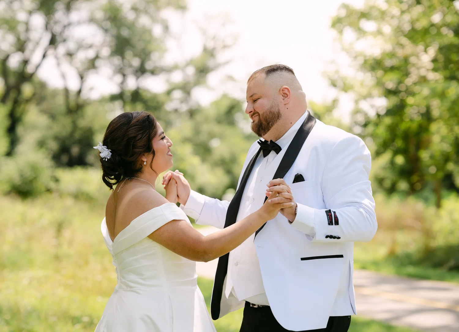 Couple dancing in a park