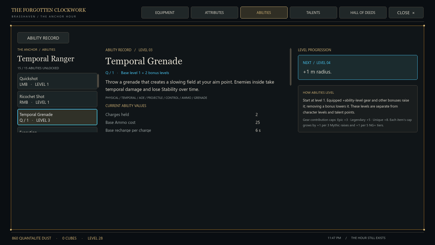 Temporal Ranger ability record in the game