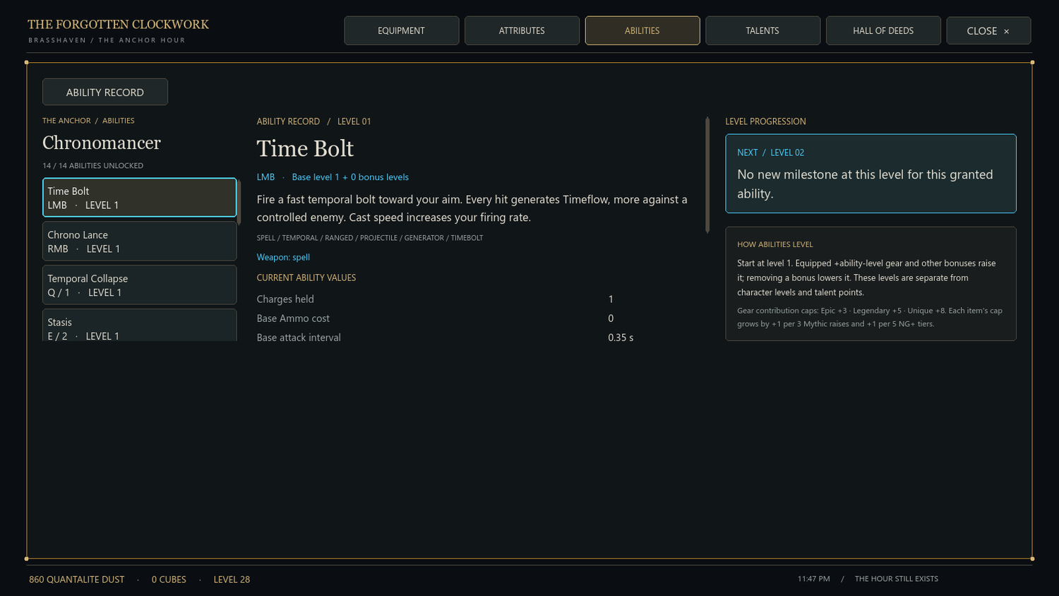 Chronomancer ability record in the game