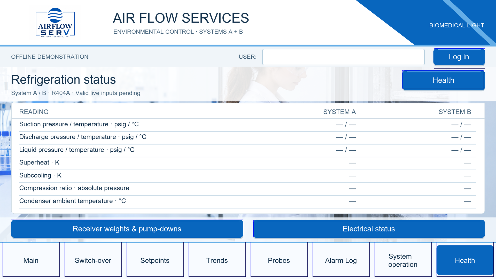 Exact Airflow EasyBuilder offline simulator capture: Refrigeration health