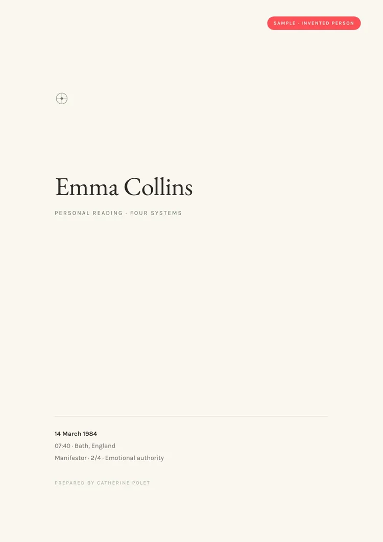 Sample personal reading, cover page