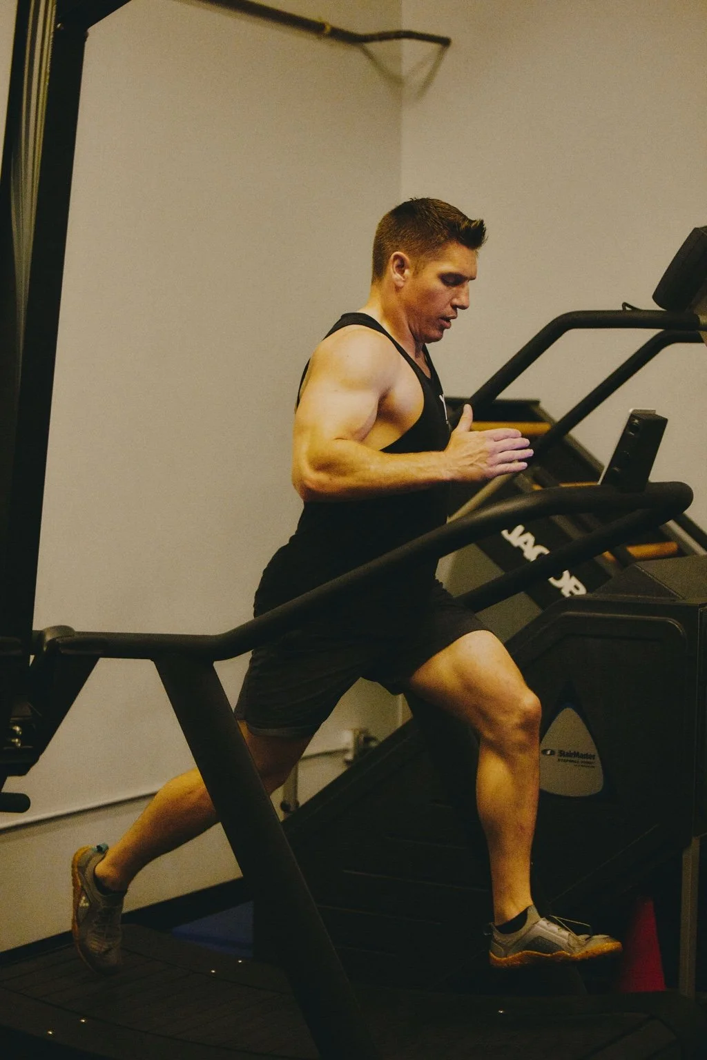 Daniel running on a curved treadmill